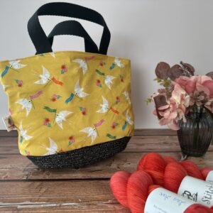 Paniers à projets tricot nomade - Hirondelles - Taille M - Base Lurex - Accessoire tricot - Maloraé Designs